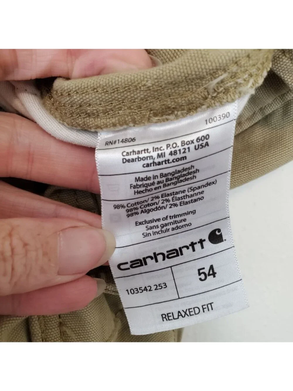 Carhartt khaki relaxed fit cargo work shorts